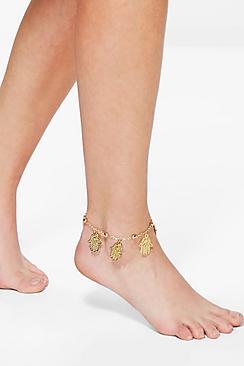 Boohoo Tegan Hamsa Hand Charm Anklet