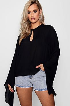 Boohoo Plus Nancy Extreme Flare Sleeve Top