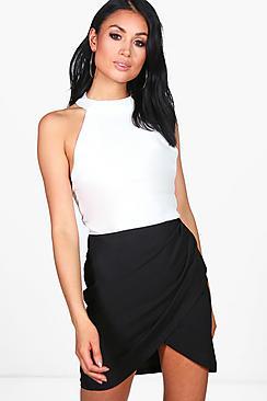 Boohoo Julia Monochrome Wrap Front Dress