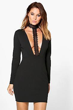 Boohoo Evie Lace Choker Bodycon Dress