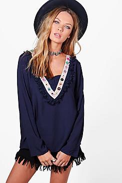 Boohoo Iris Embroidered Top