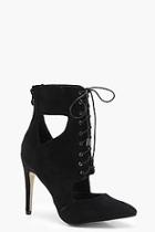 Boohoo Lace Up Cut Work Closed Toe Heels
