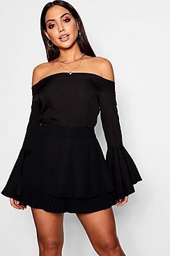 Boohoo Bea Woven Tiered Frill Micro Mini Skirt