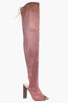 Boohoo Lyla Peeptoe Open Back Over The Knee Blush