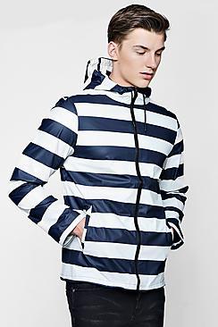 Boohoo Water Resistant Striped Jacket