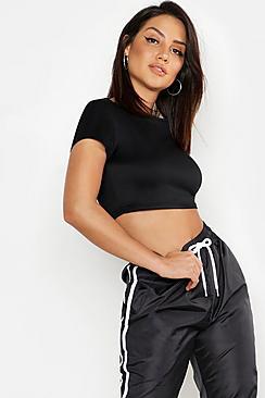 Boohoo Scuba High Neck Crop Top