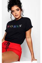 Boohoo Amy Woman Rainbow Slogan T-shirt