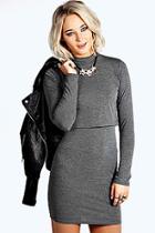 Boohoo Mila High Neck Long Sleeve Bodycon Dress