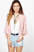 Boohoo Ellie Woven Ruffle Hem Kimono