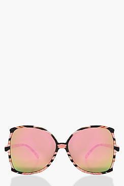 Boohoo Sarah Mirrored Lense Oversized Sunglasses