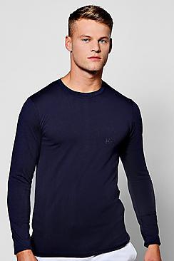 Boohoo Long Sleeve Muscle Fit T-shirt With Logo