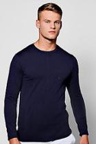 Boohoo Long Sleeve Muscle Fit T-shirt With Logo