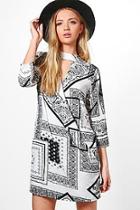 Boohoo Aleta Mono Wrap Shirt Dress