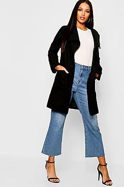 Boohoo Shawl Collar Belted Coat