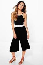 Boohoo Nia Crochet Trim Culotte Jumpsuit