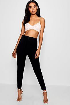 Boohoo Petite Cathy D Ring Tie Waist Trouser