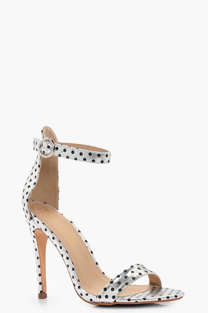 Boohoo Elle Velvet 2 Part Heels Silver