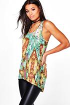 Boohoo Suzie All Over Snake Print Tank Top Multi