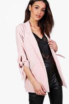 Boohoo Bethany Tie Cuff Woven Blazer