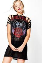Boohoo Zoe Slashed Shoulder Knit Band Tee Dress
