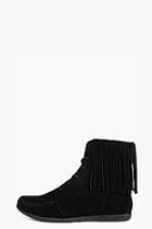 Boohoo Boutique Layla Ankle Fringe Suede Festival Boot