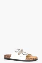 Boohoo Paige Double Buckle Slider Footbed Sandal White