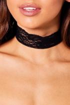 Boohoo Victoria Simple Lace Button Up Choker Black