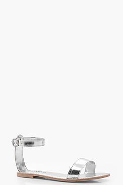 Boohoo Zoe Wide Fit 2 Part Leather Sandals