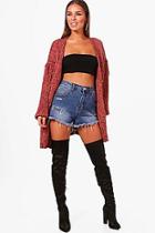 Boohoo Petite Emeline Chenille Fringed Cardigan