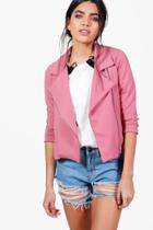 Boohoo Lana Biker Jacket Mauve