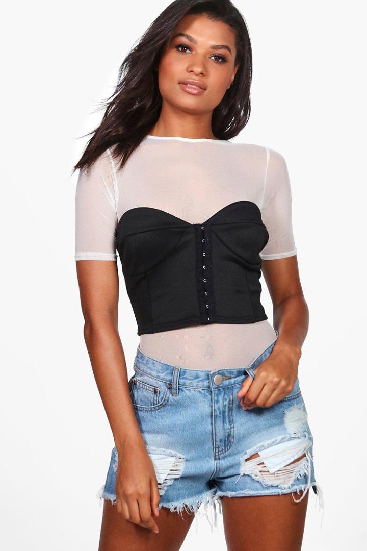 Boohoo Abbie Hook & Eye Corset Black