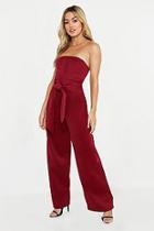 Boohoo Petite Scuba Pocket Detail Belted Jumpsuit