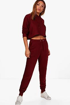 Boohoo Iris Crop Hoodie & Jogger Set