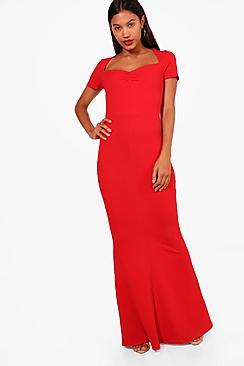 Boohoo Ita Sweetheart Neck Fishtail Maxi Dress