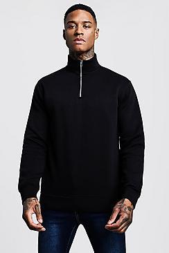 Boohoo Funnel 3/4 Neck Zip Sweat
