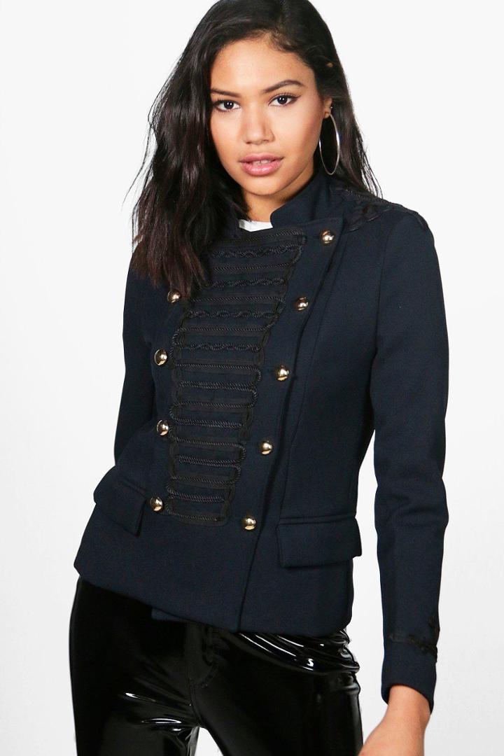 Boohoo Grace Boutique Military Jacket Navy