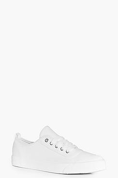 Boohoo Olivia Lace Up Canvas Pump
