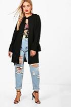 Boohoo Plus Rudy Waffle Frill Sleeve Longline Jacket