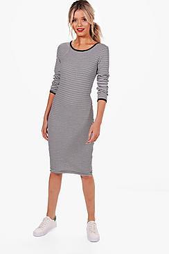 Boohoo Katie Long Sleeve Jumper Midi Dress