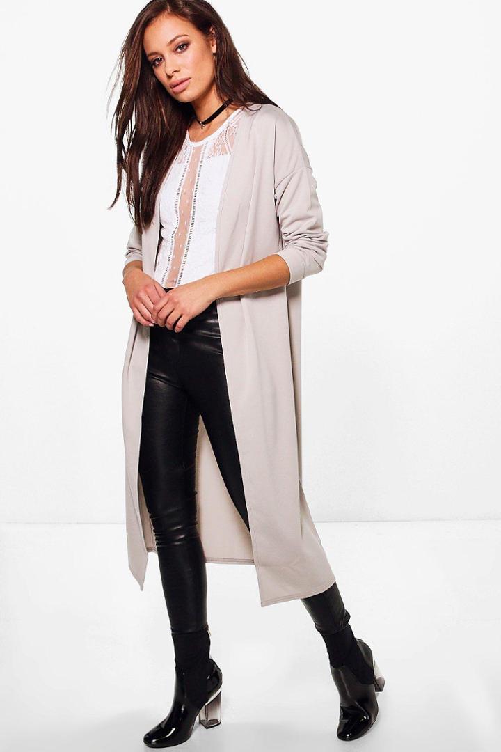 Boohoo Julia Collarless Duster Dove