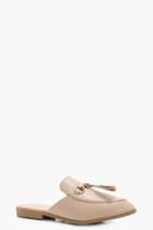 Boohoo Mya Tassel Trim Mule Loafer Nude