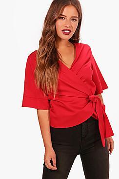 Boohoo Petite Laura Wrap Top