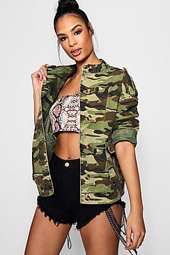 Boohoo Kara Oversized Acid Wash Camo Denim Jacket