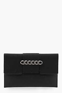 Boohoo Kerry Chain And Suedette Clutch Bag