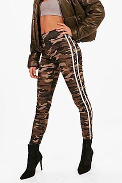Boohoo Bailey Camo Stripe Skinny Tube Jeans