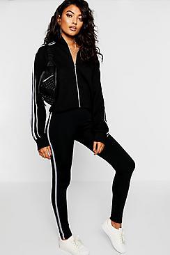 Boohoo Side Stripe Fleece Lined Leggings