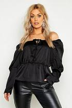 Boohoo Plus Square Neck Peasant Peplum Top