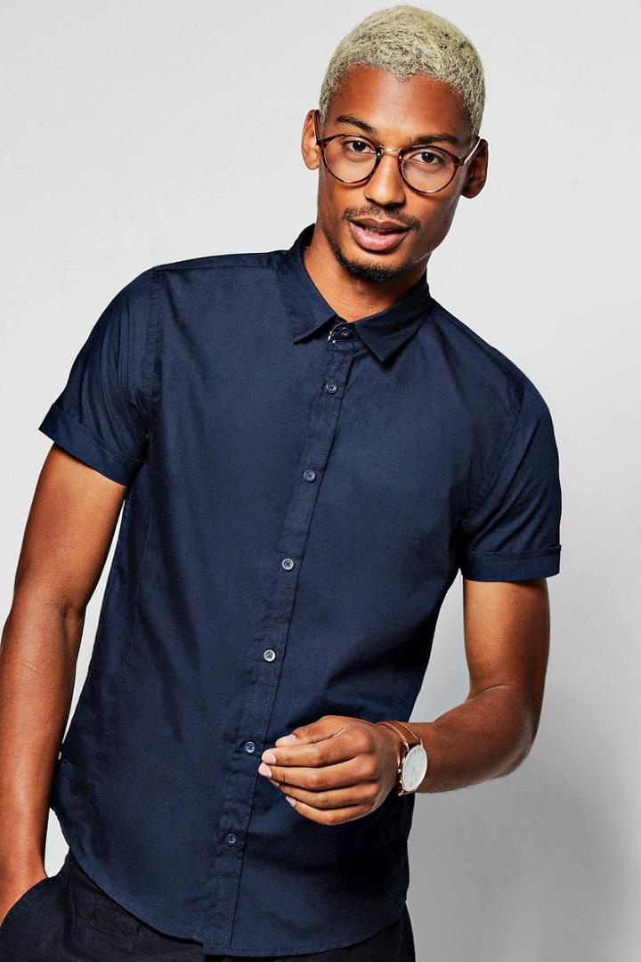 Boohoo Short Sleeve Shirt Navy