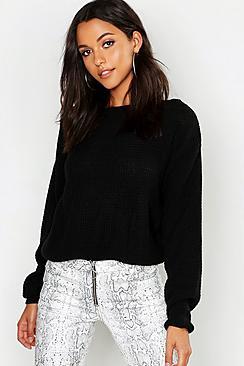 Boohoo Tall Slash Neck Crop Jumper