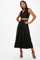 Boohoo Maddie Choker And Wide Leg Culotte Co-ord